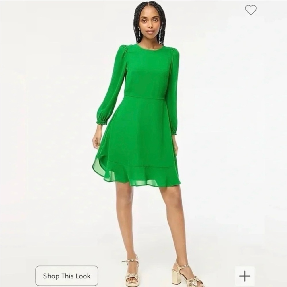 NWOT JCREW FACTORY | Green Ruffle Long Sleeve Dress 🍀